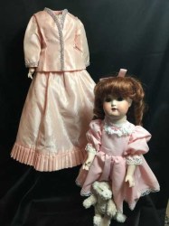 17'' PORCELAIN ARTIST DOLL, 18'' PORCELAIN DOLL BODY, PINK SUIT